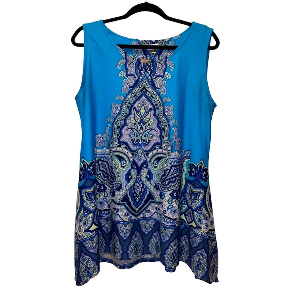 Avenue Floral Print Tank Tunic Blouse‎ Blue Women’s Size 14/16